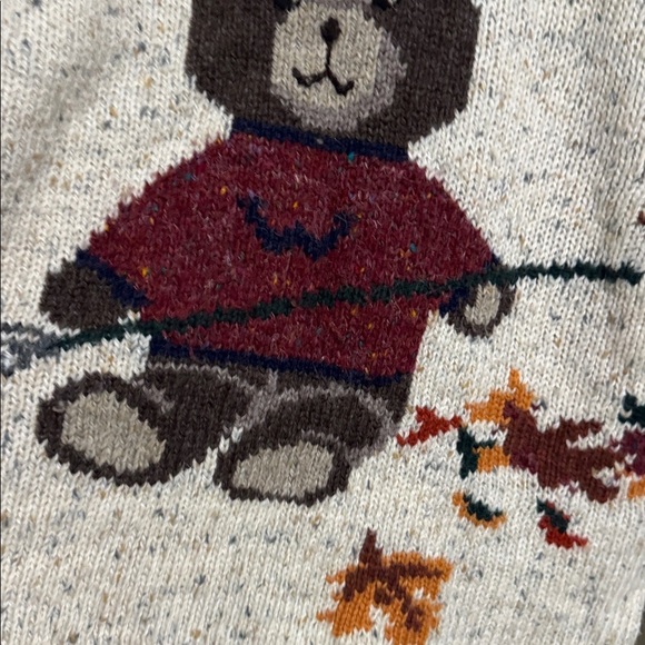 Woolrich Vintage Sweater Teddy Bear Women Medium Wool blend Autumn Leaves - Picture 4 of 10